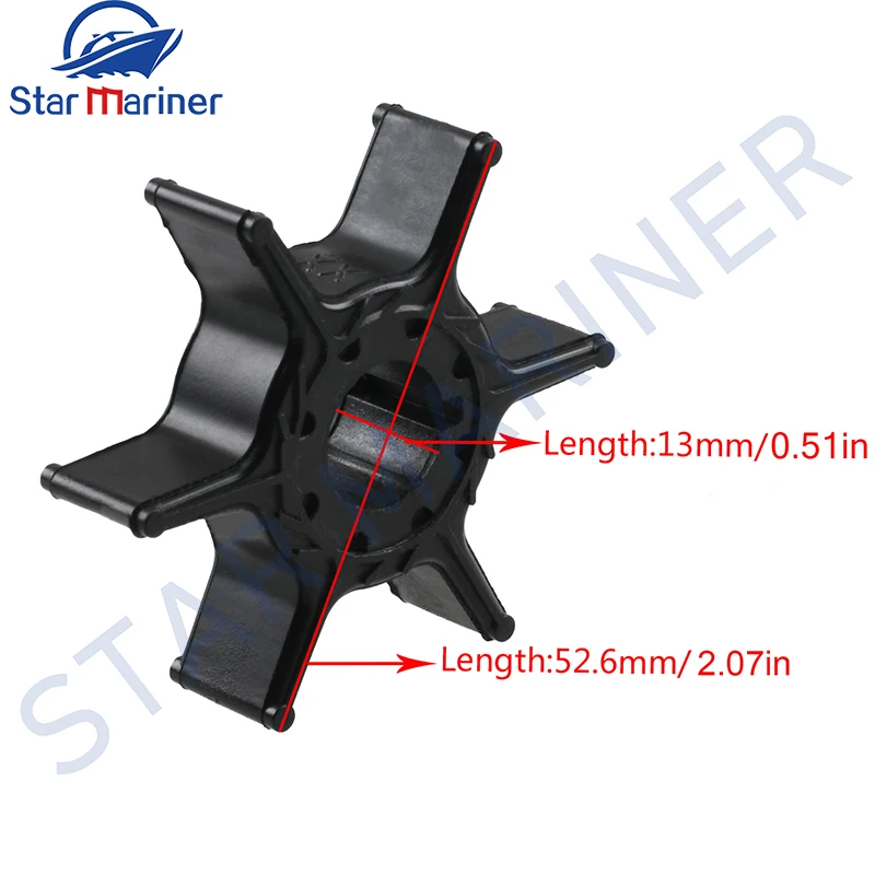 63V-44352 Water Pump Impeller For Yamaha Outboard Parts 2T Parsun Powertec Seapro Hdx 9.9HP 15HP 20HP 63V-44352-00 63V-44352-01