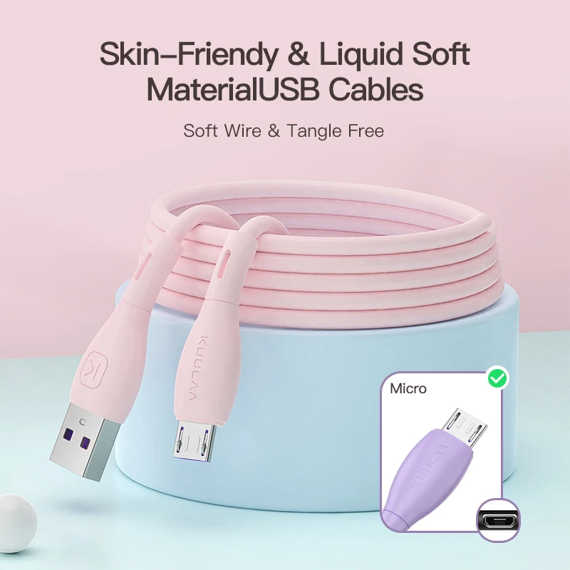 KUULAA жидкий силиконовый кабель Micro USB Быстрая зарядка для Samsung Xiaomi Android планшет