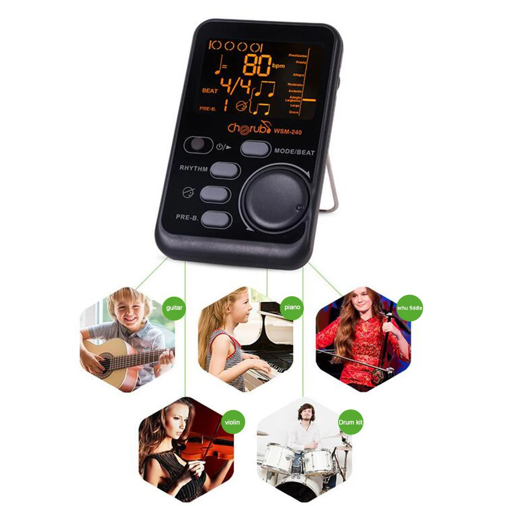 WSM240 Guitare Piano Métronome Numérique LCD À Clipser Portable Tuner