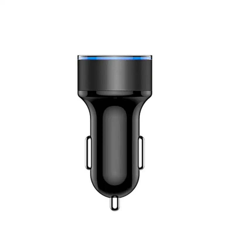 Автомобильное зарядное устройство с двумя USB разъемами 3,1 а, 2 порта, жк-дисплей, 12-24 в, прикуриватель, быстрое автомобильное зарядное устройство, адаптер питания, автомобильный стиль - Название цвета: Черный
