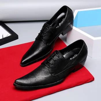 

Calzado Hombre Korean Style Cowhide Slip-on Pointed Metal Toe Loafers Men Genuine Leather Full Grain Leather Cow Leather Rubber