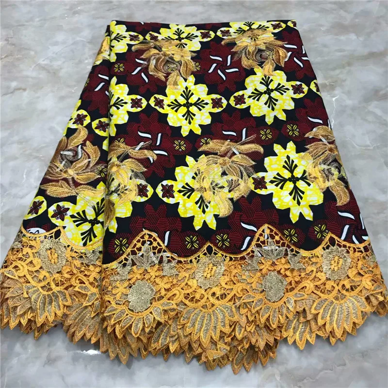Новинка Wendy гипюровая кружевная ткань вышитый воск высокого качества кружевная ткань со шнуром африканская восковая кружевная ткань для платья WD091901
