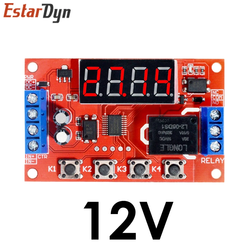 #1 Timer Relay,5V 12V 24V Programmable Multifunction Time Delay Relay Module with Display for Solenoid Valve Water Pump Motor Light Strip 