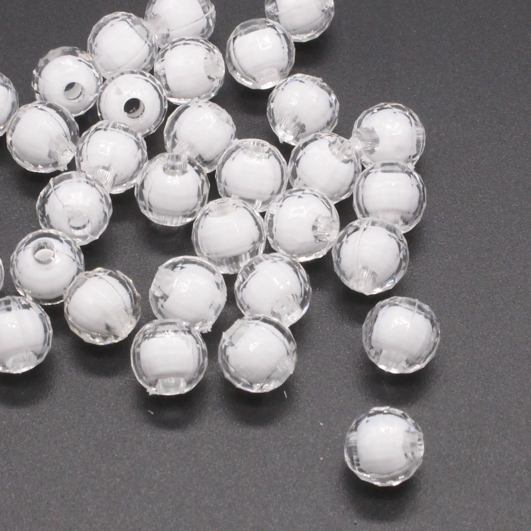

100PCS Acrylic White Round Beads Rainbow Beads For Jewelry Making DIY Jewelry Accessories 8MM