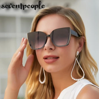 Oversized Cat Eye Sunglasses for Women/Men, Large Frame Square Sun Glasses For Men Retro Trendy Cat eye Eyewear 1