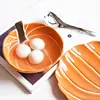 Pumpkin Design Ceramic Bowl Dessert Plate Round Backing Ramekin Bowl Dinner Dishes Breakfast Dinnerware Set Microwave Safe 6