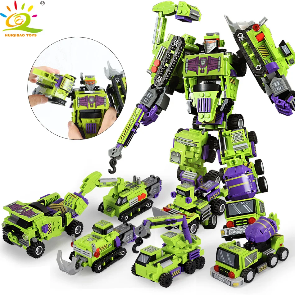 Comprar 709 Uds 6in1 Robot de transformación bloques de construcción Legoing ingeniería urbana excavadora coche camión Construcción de ladrillos de juguete para niños