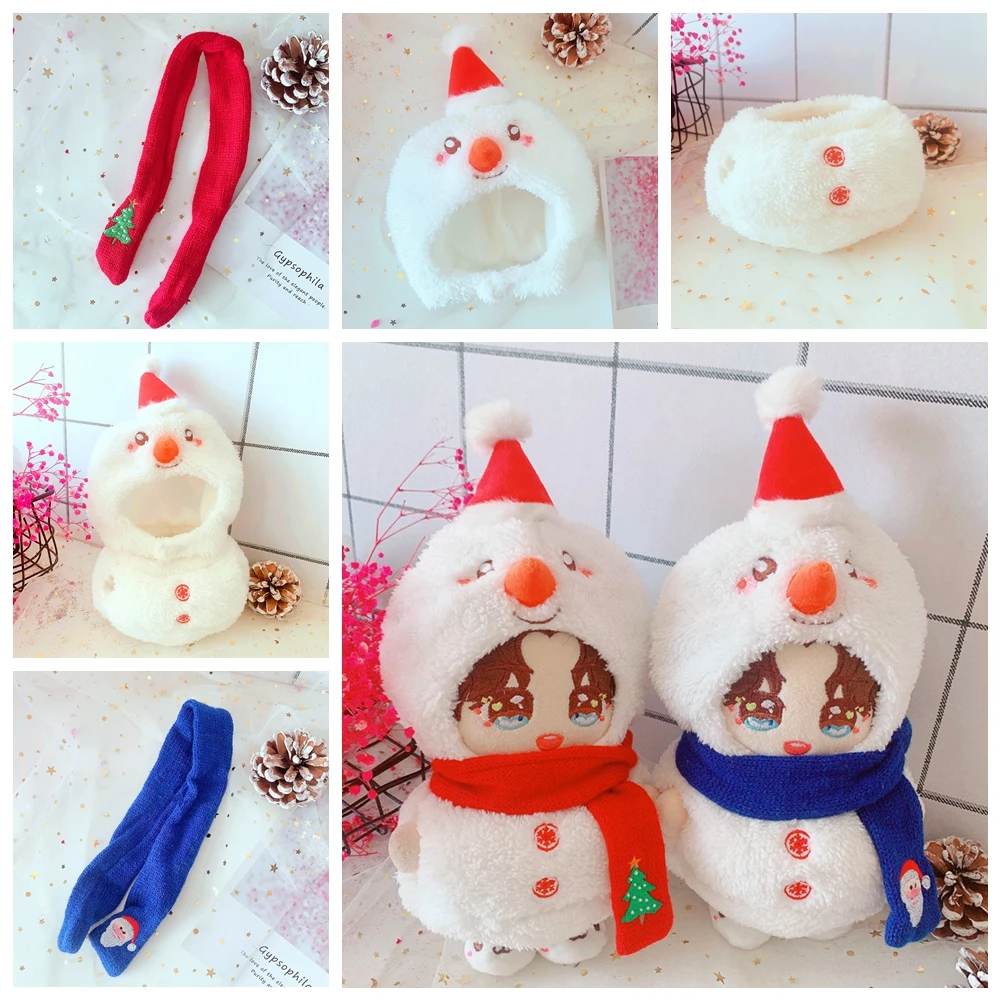 Xmas Mini Scarf Hat Decor Doll Clothes Accessory Miniature Christmas Party Ornament For 20cm Russian Handmade Doll Idol Doll