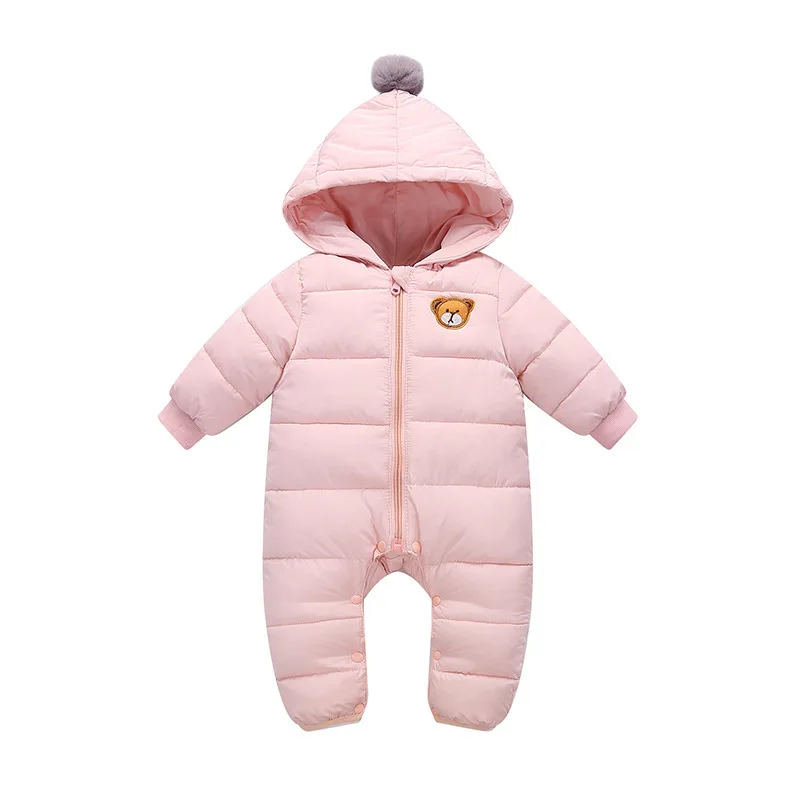 OkayMom/Новинка; пальто для младенцев; зимние теплые детские комбинезоны; зимняя одежда с капюшоном для новорожденных; комбинезоны; одежда для маленьких мальчиков и девочек; пуховая парка; одежда - Цвет: pink