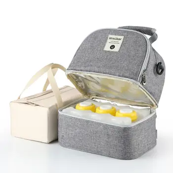 

Double Layer Breast Milk Cooler Bag Moistureproof Backpack with Ice Pack Bottle X7XC