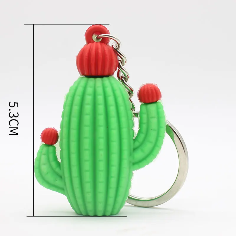 Creative Cactus Keychain Soft Plastic Bag Pendant Potted Green