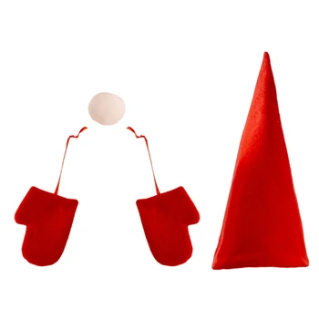 

Christmas Tree Topper Hat Swedish Tomte Gnome Ornament Ornament Nose Gloves Set Xmas Party Decorations