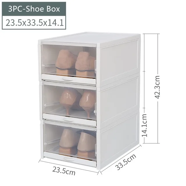 3 шт./компл. ящик тип коробки для обуви утолщенная прозрачная складная коробка для хранения обуви экономьте пространство пластиковые органайзеры для обуви шкаф - Цвет: 2-3pcs