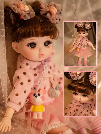 Cute Face 30cm BJD Doll 18 Movable Jointed Pouting DIY Bjd Dolls Princess Toys BJD Round Face long Hair DIY Toy Gift for Girls 9