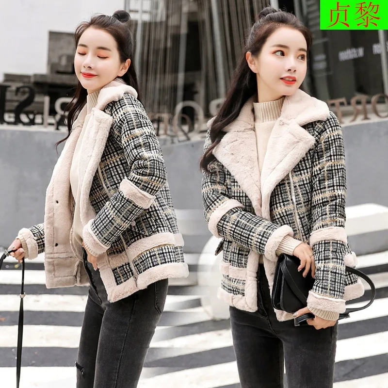 

Iraq Pose Kou 2018 New Style plus Velvet Plaid Woolen Coat WOMEN'S Dress Short Small Coat Nizi