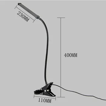 

Creative Desk Reading Clip Light LED Eye-caring Learning Lamp Portable Table Clip Lamp for Home School Dorm (Black)