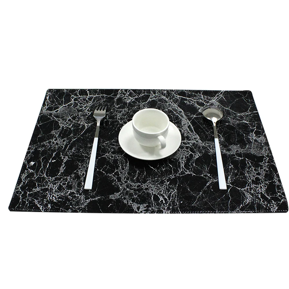 

1/4 Pcs Marble Pattern PU Leather Placemat Dining Table Place Mats Heat Insulation Waterproof Placemats Coasters Home Decor