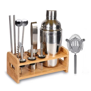

12 Pcs Stainless Steel Shaker Set Home Bar Tools Set 750ML Wine Shaker Mixer with Rotation Recipe Guide Martini Tool Accessories