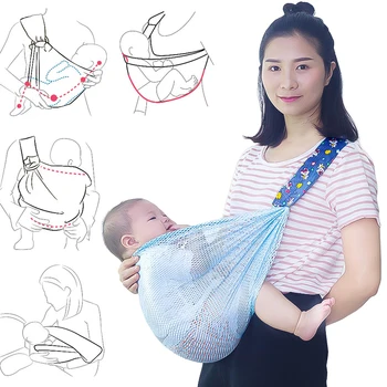

Baby Wrap Carrier Newborn Sling Dual Use Infant Nursing Cover Carrier Mesh Fabric Breastfeeding Carriers Up to 55 lbs (0-24M)