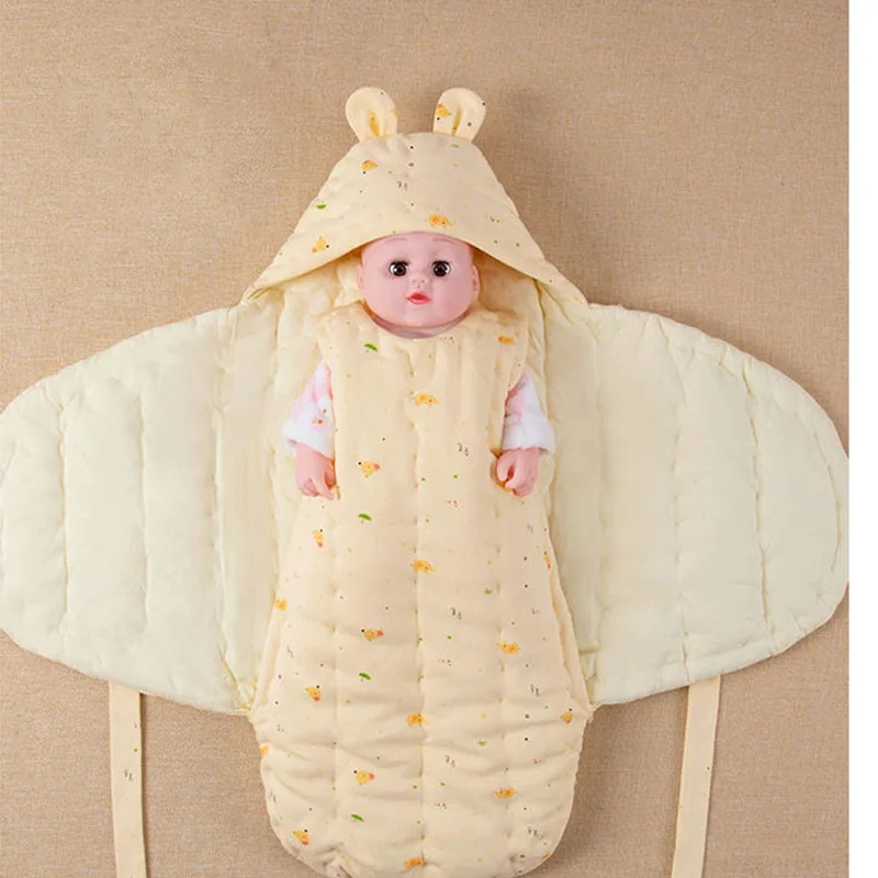 Newborn Baby Wrap Blankets Cotton Thickening Swaddling Sleeping Bag Butterfly Autumn Winter Swaddled | Мать и