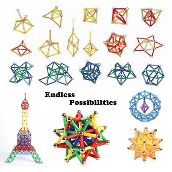 

DIY Magnetic Building Blocks Magnet Toy Bars Construction Toys For Children Designer Educational Toys For Kids Metal Balls