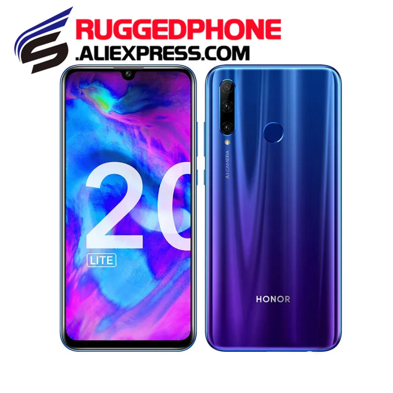 Глобальная версия HONOR 20 Lite 4G смартфон 6 21 дюймов Android 9 0 4 Гб ОЗУ 128 ПЗУ 24.0MP камера