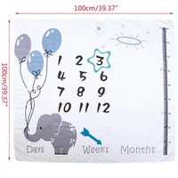 1 Set Baby Monthly Record Growth Milestone Blanket Newborn Photography Props Accessories Cartoon Printing Background 2