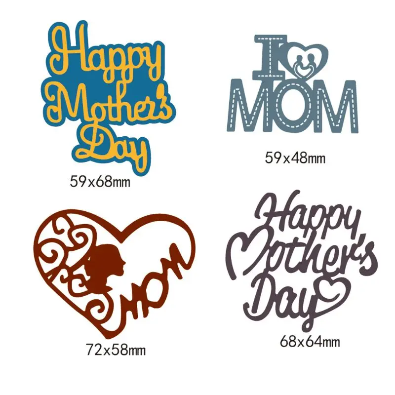 

Happy Mother's Day Heart Metal Cutting Dies Stencil DIY Scrapbooking Album Stamp Paper Card Embossing Crafts Decor