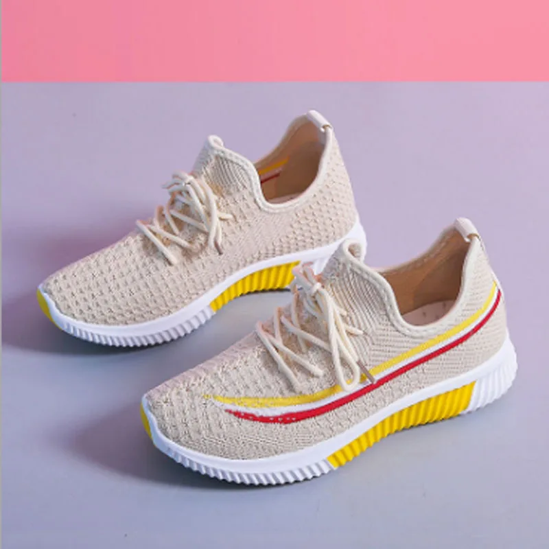 

new fashion casual shoes fly knit breathable women's shoes web celebrity running shoes wear resistant students running shoes