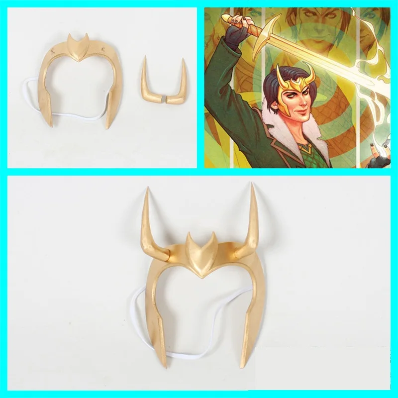 Loki Laufeyson Loki Odinson Косплей рога Маска Золотой шлем рога головной убор Hairwear косплей реквизит-аксессуары Хэллоуин
