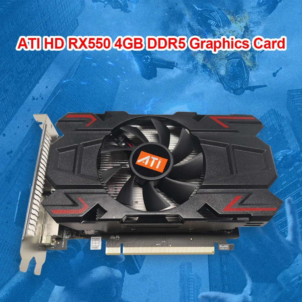 Original ATI RX550 4GB 128bit GDDR5 1600MHZ PCI-E 2.0 Gaming Video Card For AMD Radeon DVI DP HDMI with Cooling Fan for PUBG graphics card for desktop