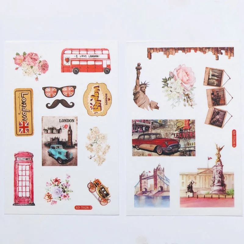 6 листов/упаковка стильные путешествия Лондон фотообои украшения стикер DIY альбом дневник sticker этикетка стикер