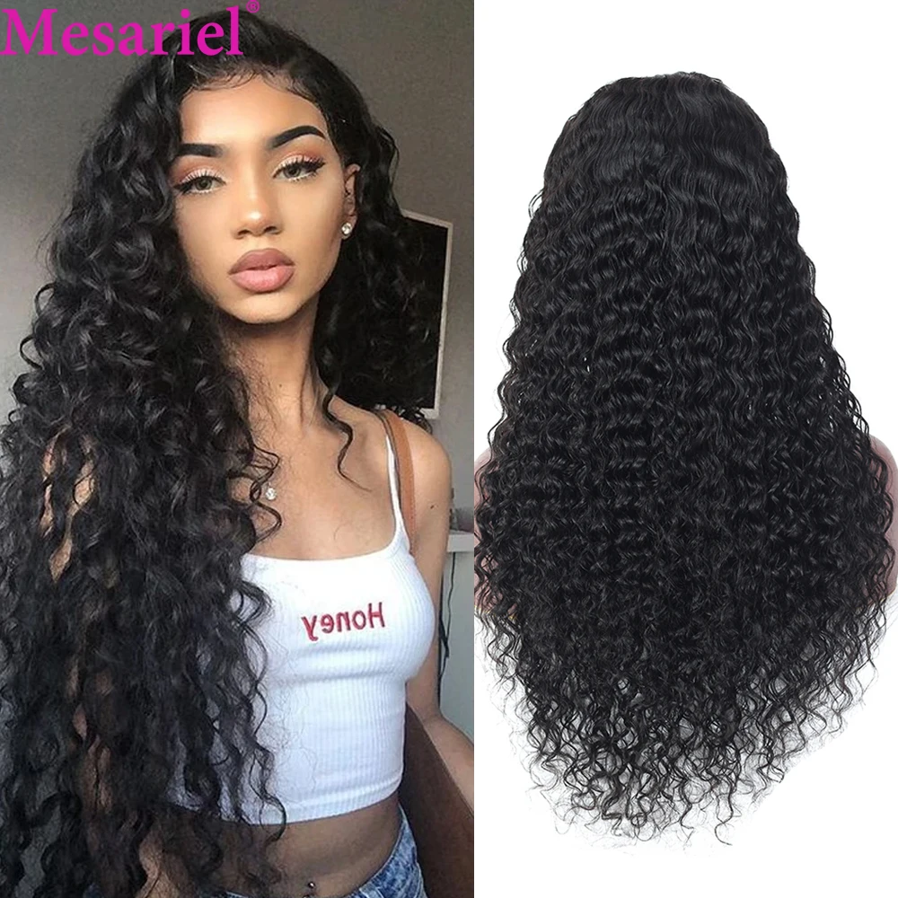 Mesariel Remy 150% 13*4 Lace Front Human Hair Wigs Brazilian Deep Wave Wig 8-28inch lace frontal wig | Шиньоны и парики
