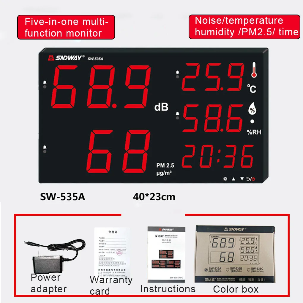 525B Wall Mounted Sound Level Meter 30-130dB Digital Noisemeter Decibel Monitoring Tester Noise Volume Measuring Tool images - 6