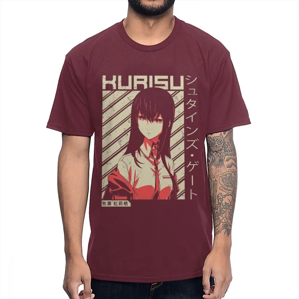Последние Steins Gate 0 Makise Kurisu аниме футболка для человека заказ натуральный хлопок Футболка S-6XL - Цвет: Коричневый