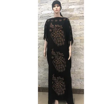 

Dresses For Women Dashiki Diamond Beads Clothes Abaya Dubai Robe Long Muslim Dress Hooded Cape Afrika Kleidung