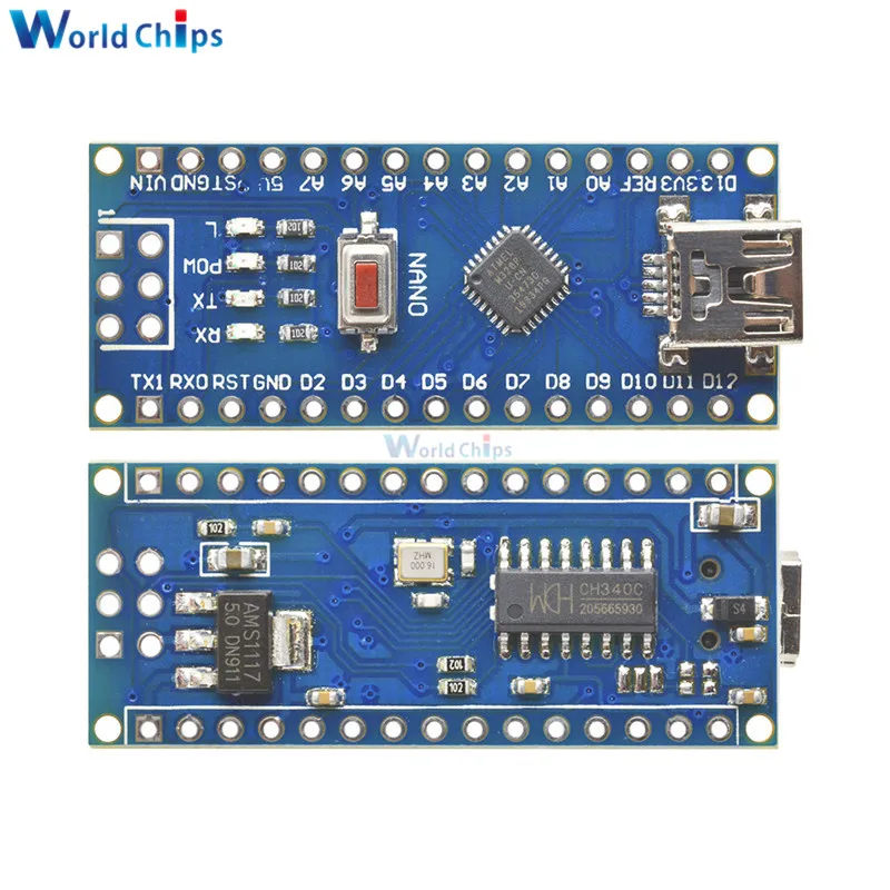 5 шт./лот Mini-USB CH340 Nano 3,0 Atmega328P atmega328 плате контроллера для Arduino CH340 MEGA328 Nano V3.0 5 В 16 м модуль драйвера
