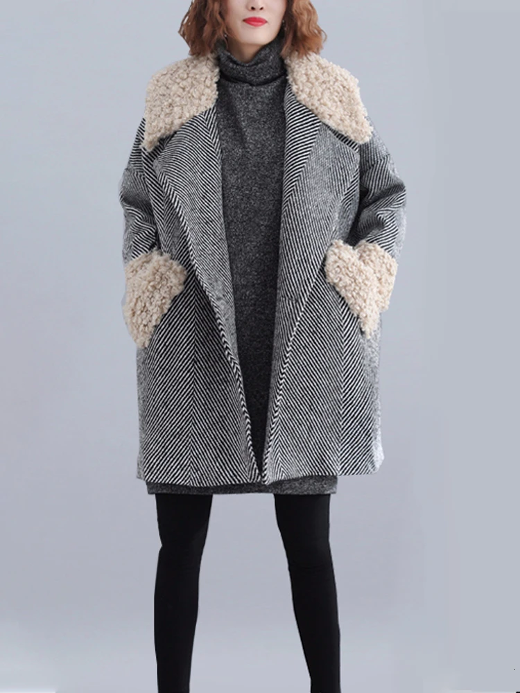 Max LuLu модная Корейская теплая верхняя одежда больших размеров, женские шерстяные длинные ветровки, женские повседневные леопардовые стеганые зимние пальто - Цвет: Серый