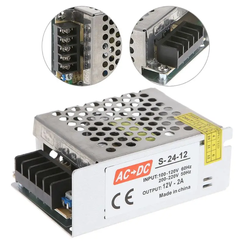 AC 100-220V к DC 12V 2A 24W переключатель питания Драйвер адаптер светодиодный светильник