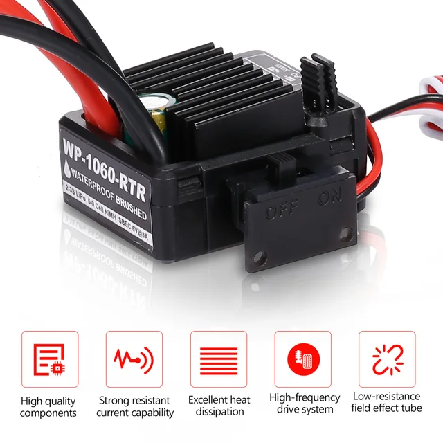GoolRC 60A Brushed ESC Electric Speed Controller with 5V//2A BEC for 1//10 RC W0K6