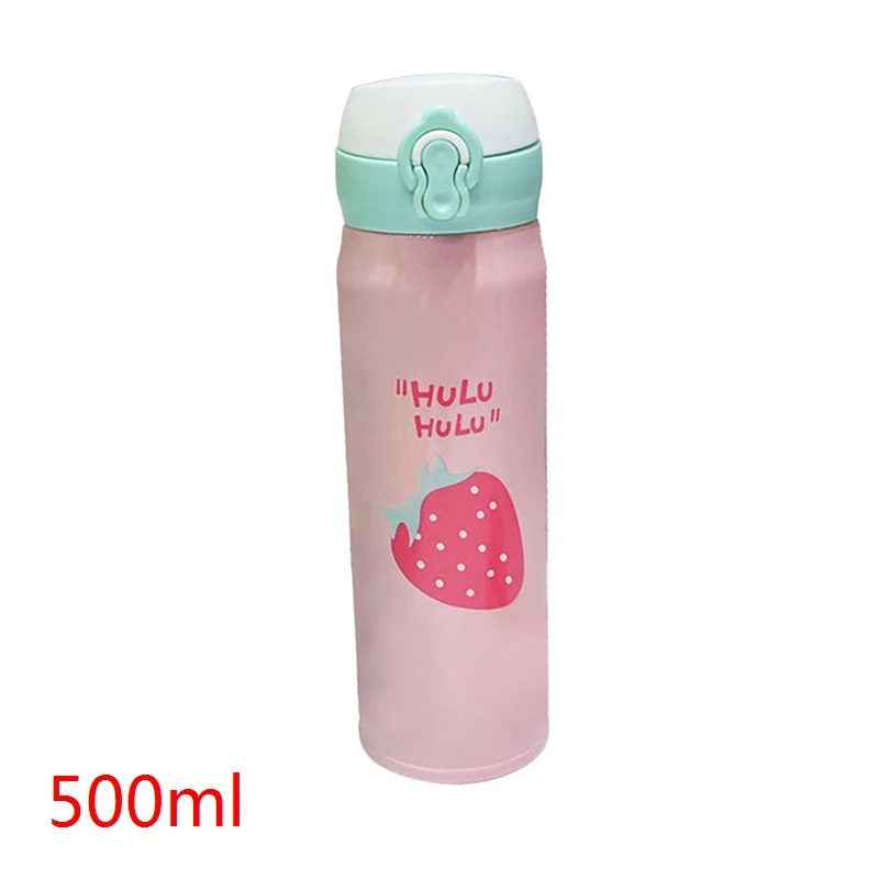 Strawberry 500ml IVYSHION, 2 размера, милая красочная фруктовая прыгающая крышка, чашка из нержавеющей стали, Термокружка, Термокружка - Цвет: Strawberry 500ml