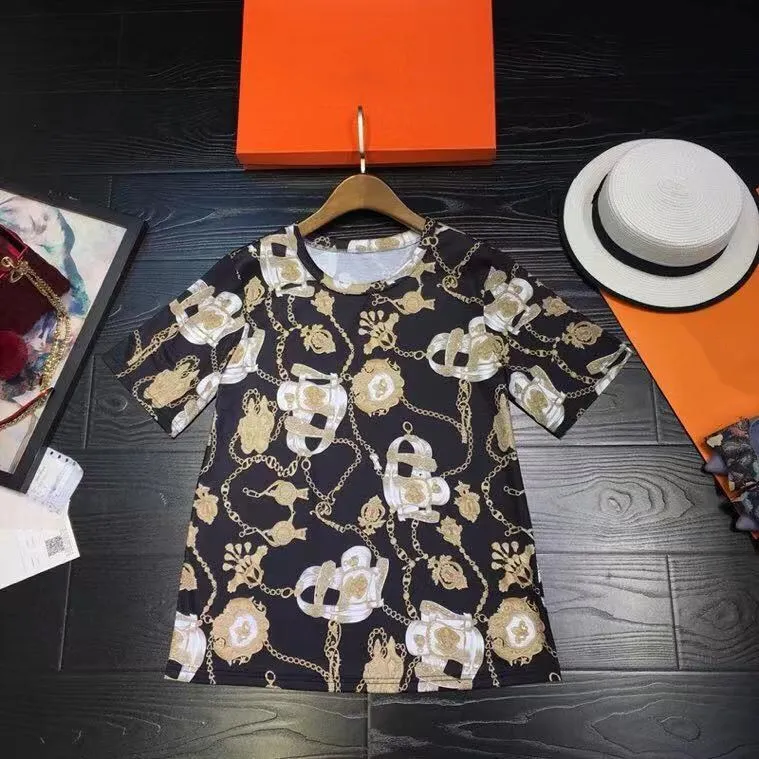 

AH01153 Fashion women Tops & Tees 2019 Runway Luxury famous Brand European Design party style T-Shirts Women's Clothing