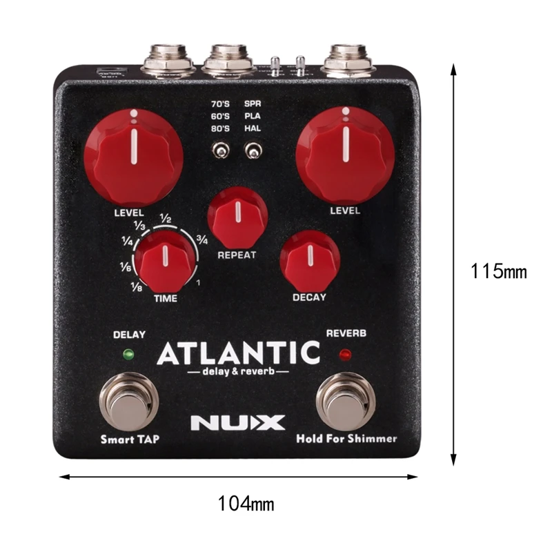 Педаль эффектов Nux Atlantic Multi Delay и Reverb с внутренней маршрутизацией и вторичными эффектами реверберации