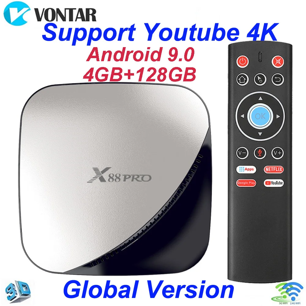 X88 Pro Android 9.0 Smart TV Box RK3318 1080P 4K 4G 32G Google Play YouTube Netflix 4G 32G Double Wifi Media Player