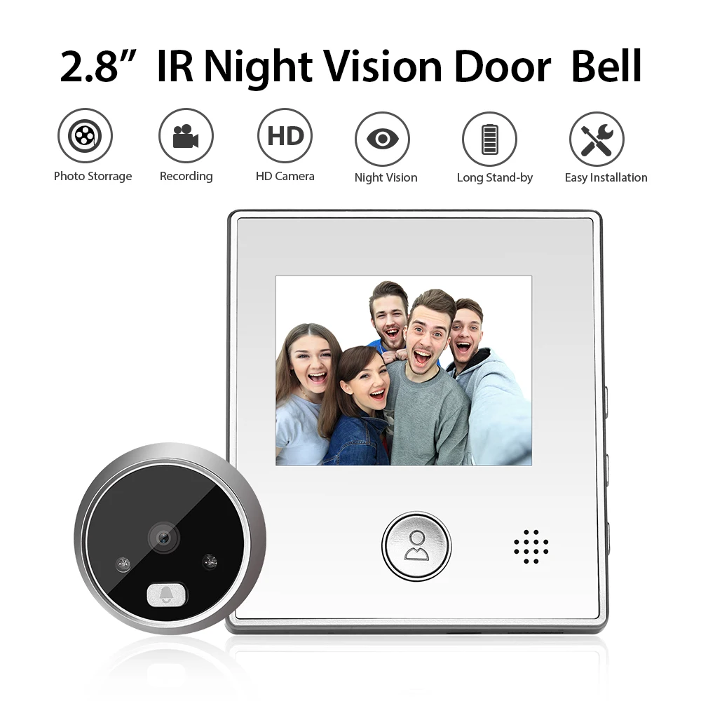 2.8" Visual Doorbell Camera IR Night Vision Intercom Door Bell Viewer Smart Video Peephole Digital Door Eye Security audio video intercom system