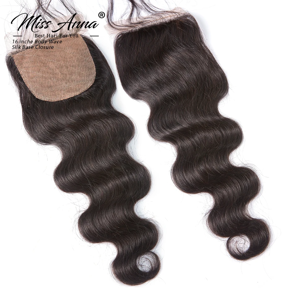 [MissAnna] OneCut шелковая основа бразильские волнистые волосы 3 пучка с закрытием Remy человеческие волосы пучки с закрытием