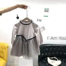 Новое Стильное платье в стиле пэчворк для девочек модные весенние хлопковые платья в сеточку для девочек 3-8 лет, HJ343