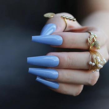 Sky Blue Stiletto Salon Art Matte False Nails Transparent Diy Long Coffin Matte Fake Nails Ins 10 Colors Buy At The Price Of 1 33 In Aliexpress Com Imall Com