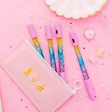 1 шт., блестящая Милая ручка, жидкий цвет, кавайный светильник, гелевые ручки, кристальная ручка, Офисная ручка, милые канцелярские принадлежности, подарок, случайный стиль