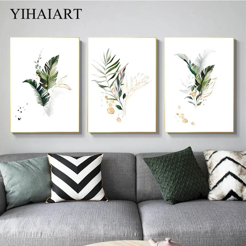 Green Plant Canvas Poster Leaf Botanical Art Print Minimalist Painting Nordic Decorative Picture Modern Living Room Decoration | Дом и сад
